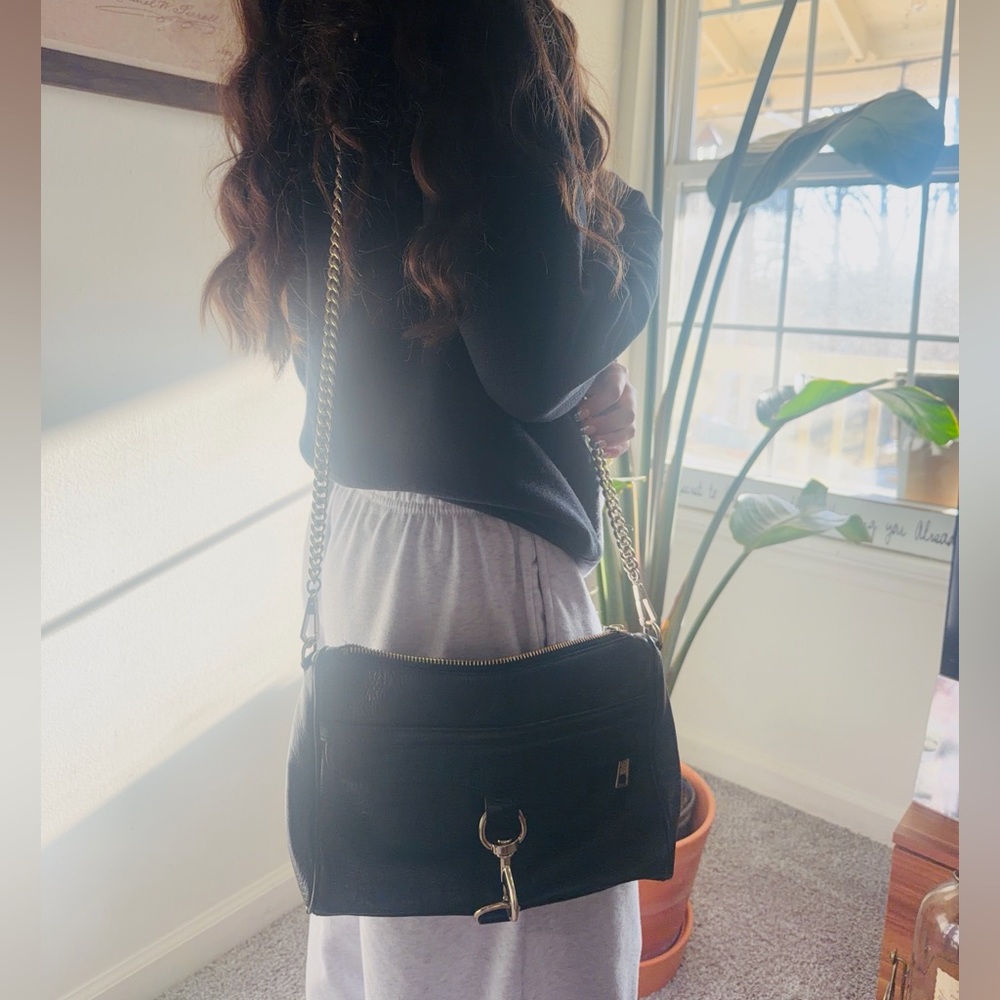 Rebecca Minkoff Black Leather Crossbody Bag with Silver hardware Chain Strap - Picture 8 of 8